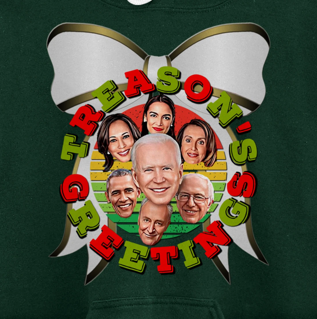 Swamp Xmas Wreath Biden Squad Trump Ugly Christmas Sweater Pullover Hoodie