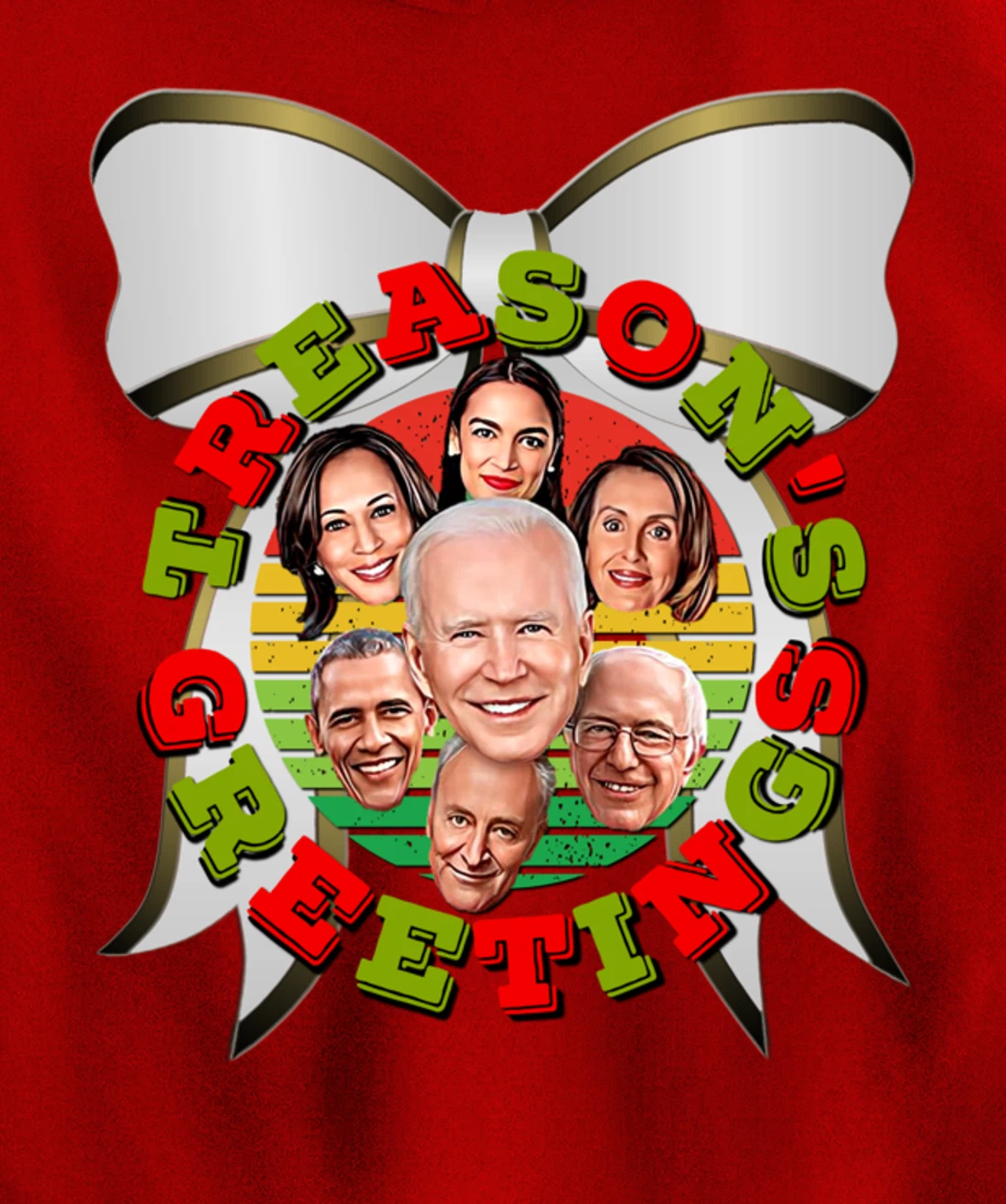 Swamp Xmas Wreath Biden Squad Trump Ugly Christmas Sweater Pullover Hoodie