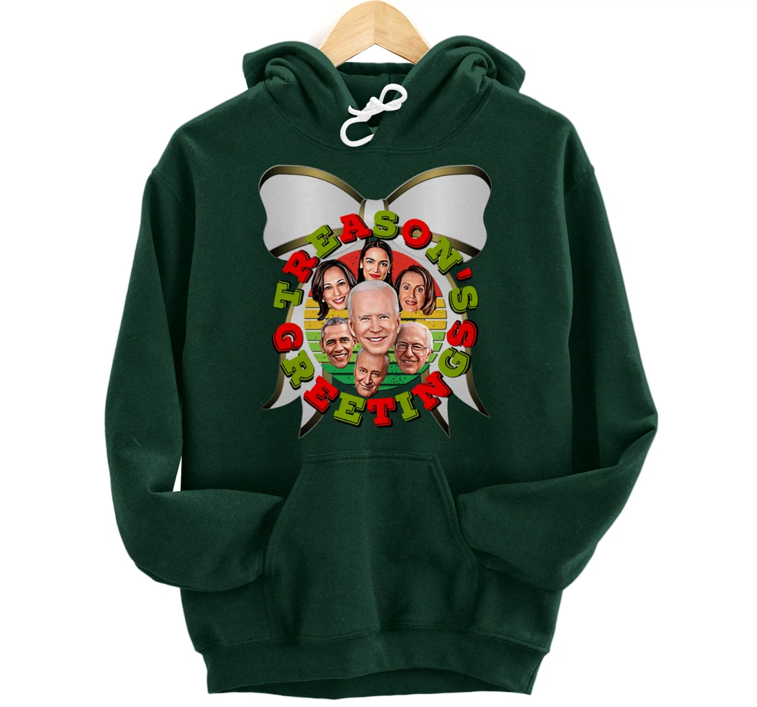 Swamp Xmas Wreath Biden Squad Trump Ugly Christmas Sweater Pullover Hoodie