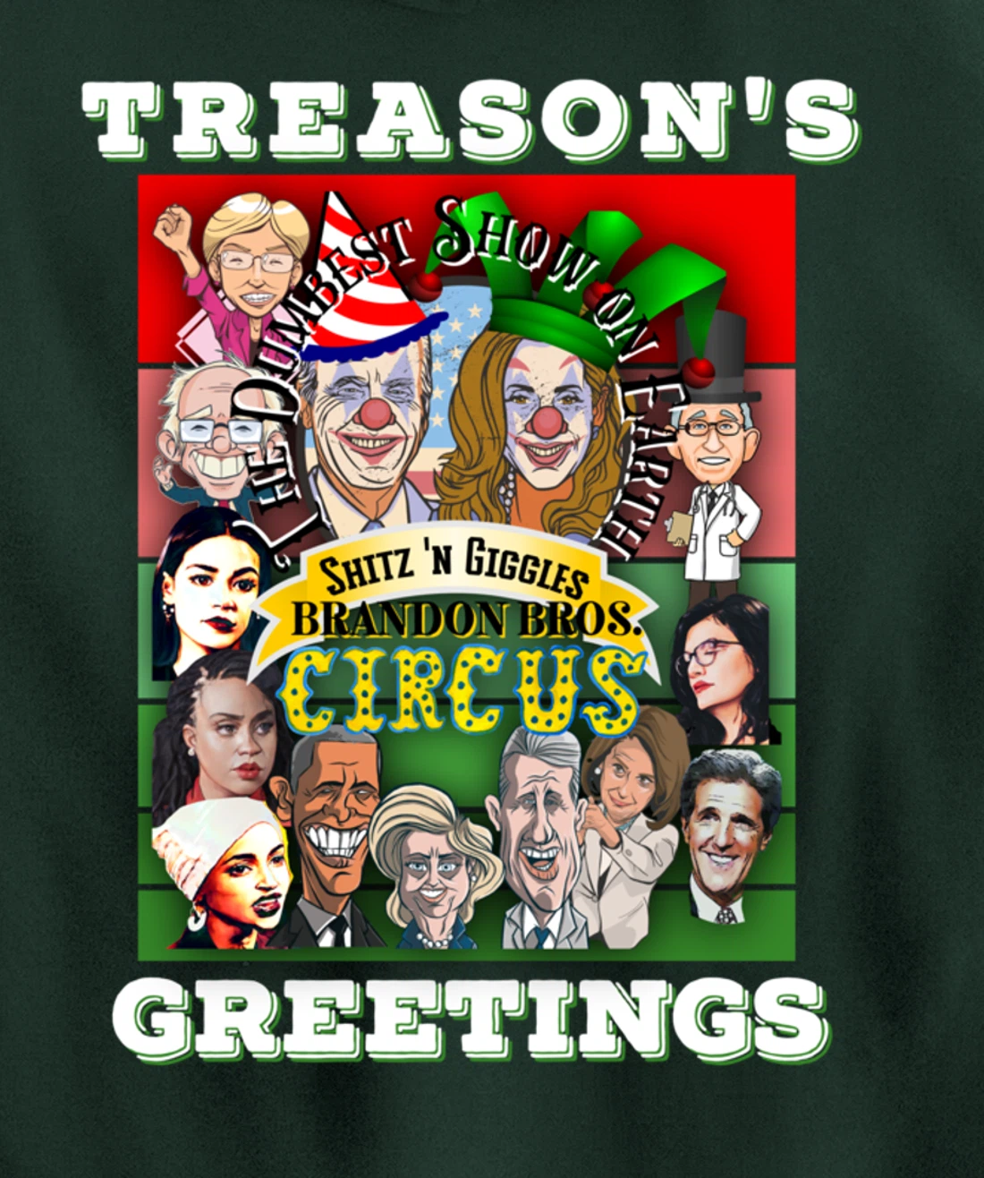 Swamp Xmas Wreath Biden Squad Trump Ugly Christmas Sweater Pullover Hoodie