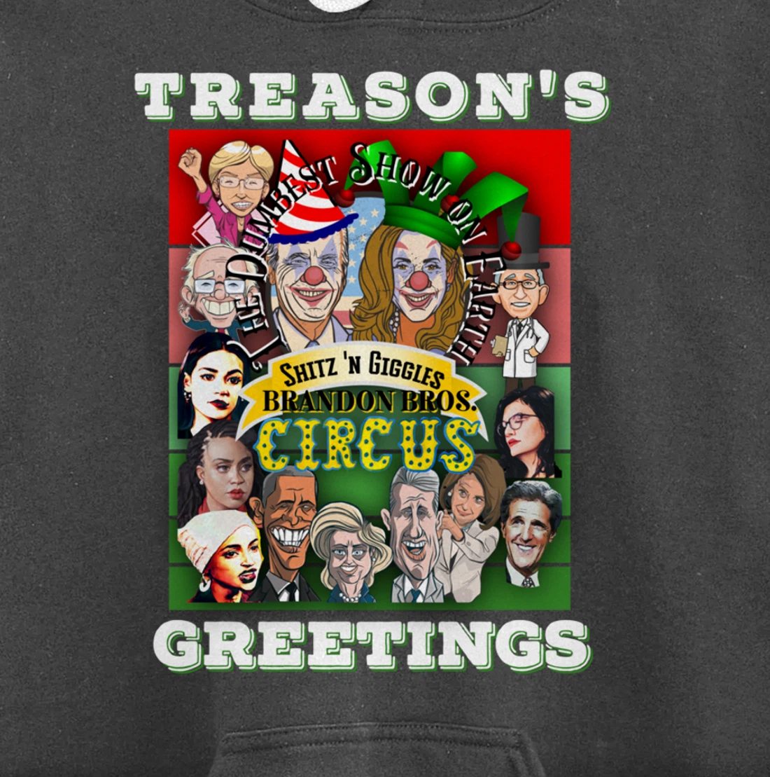 Swamp Xmas Wreath Biden Squad Trump Ugly Christmas Sweater Pullover Hoodie