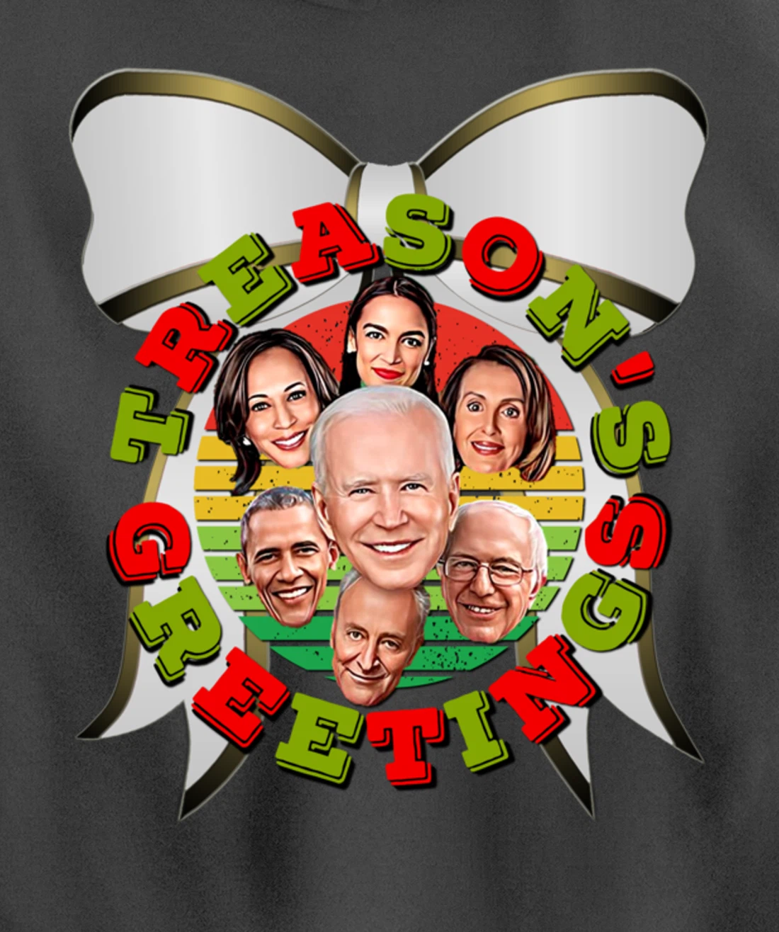 Swamp Xmas Wreath Biden Squad Trump Ugly Christmas Sweater Pullover Hoodie