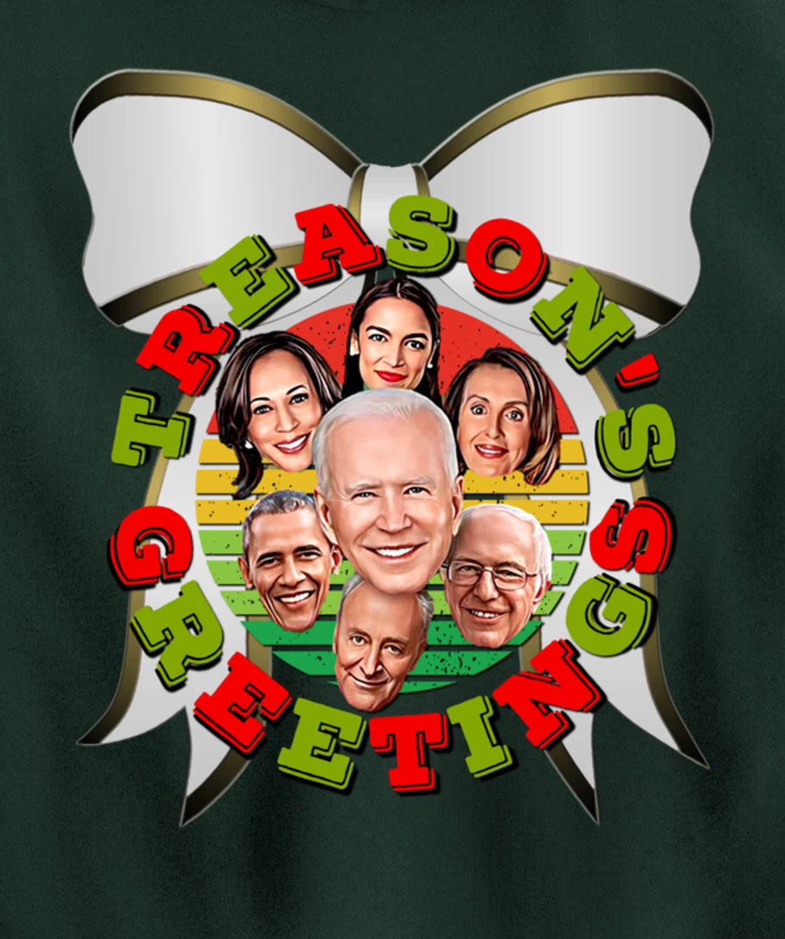 Swamp Xmas Wreath Biden Squad Trump Ugly Christmas Sweater Pullover Hoodie