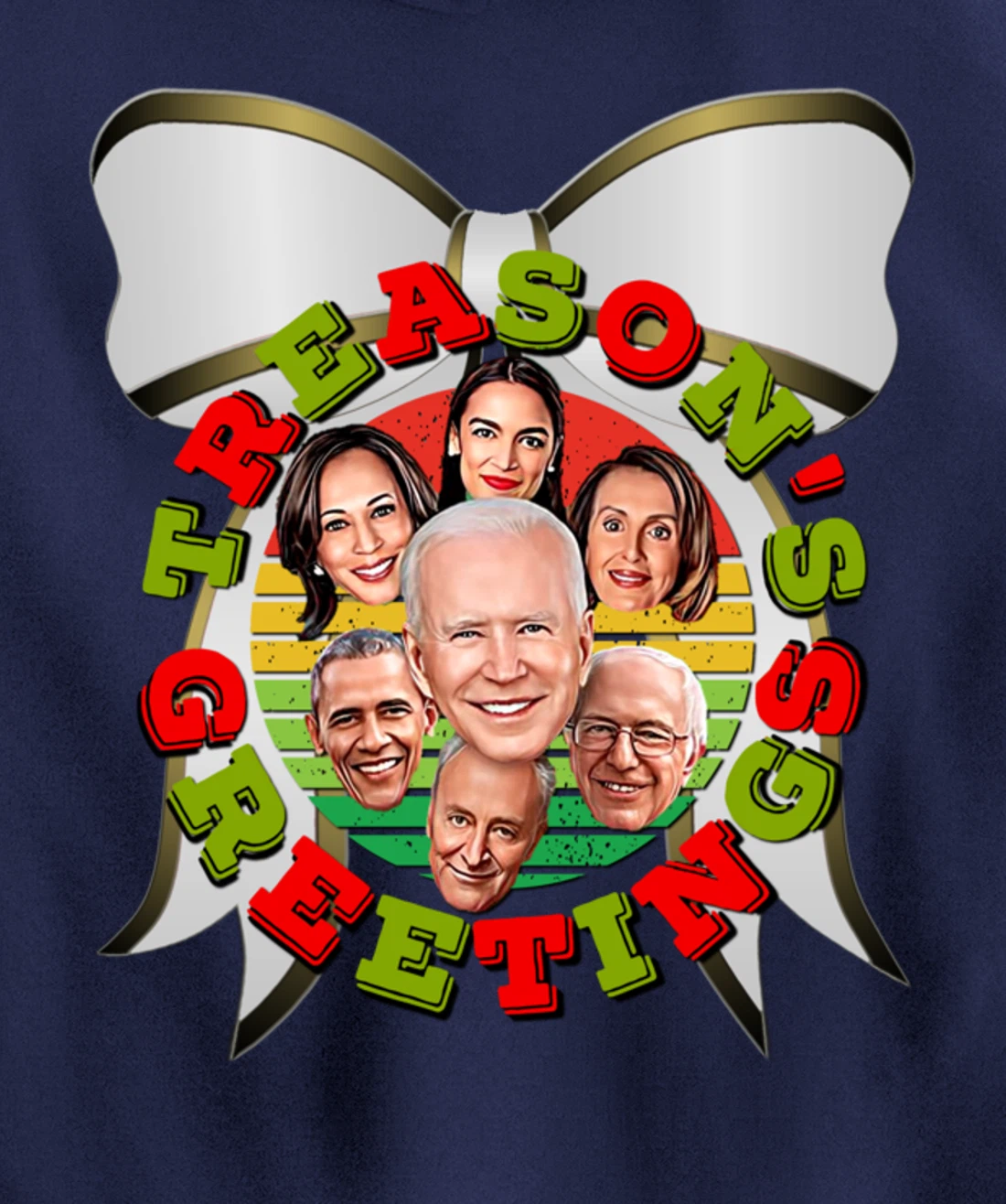 Swamp Xmas Wreath Biden Squad Trump Ugly Christmas Sweater Pullover Hoodie