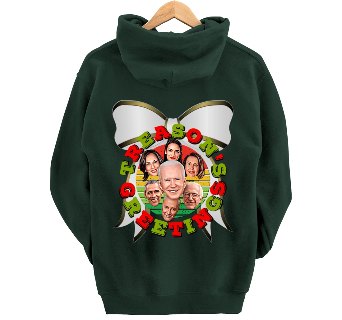 Swamp Xmas Wreath Biden Squad Trump Ugly Christmas Sweater Pullover Hoodie