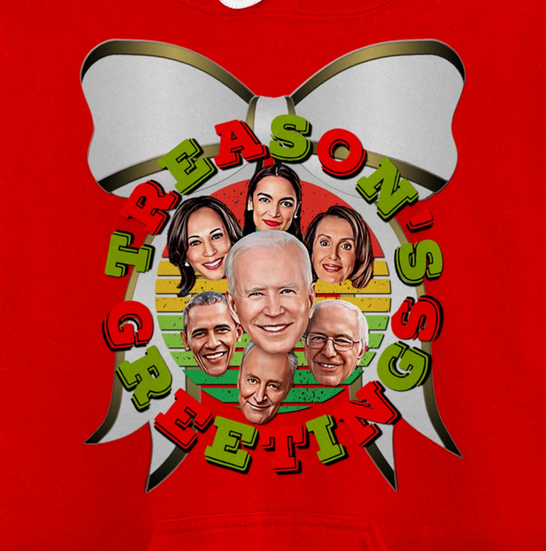 Swamp Xmas Wreath Biden Squad Trump Ugly Christmas Sweater Pullover Hoodie