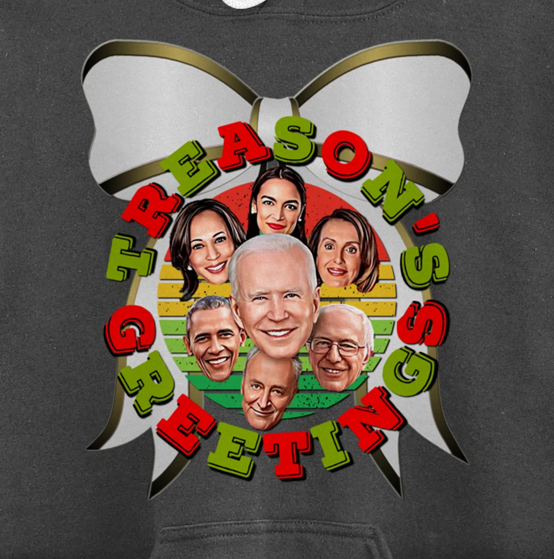 Swamp Xmas Wreath Biden Squad Trump Ugly Christmas Sweater Pullover Hoodie