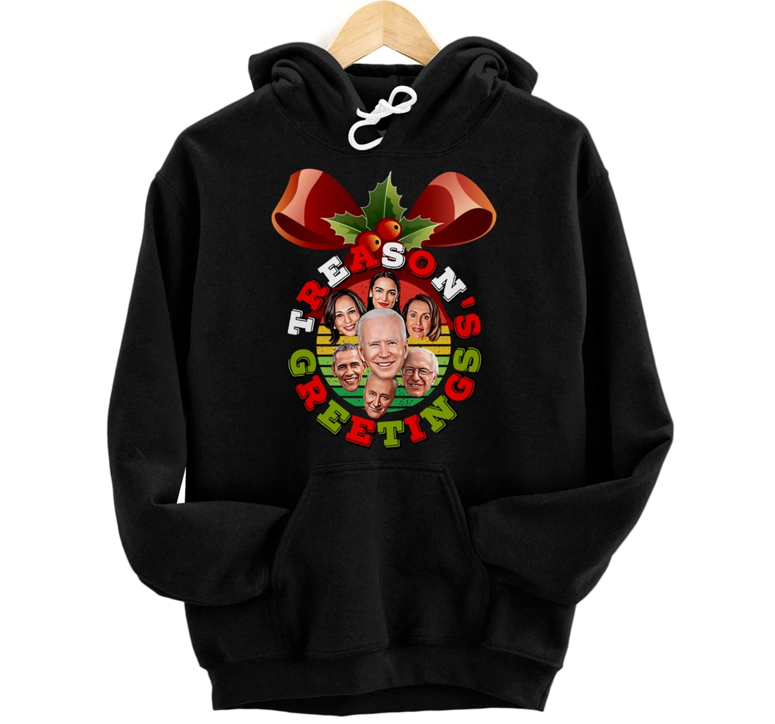 Swamp Xmas Wreath Biden Squad Trump Ugly Christmas Sweater Pullover Hoodie