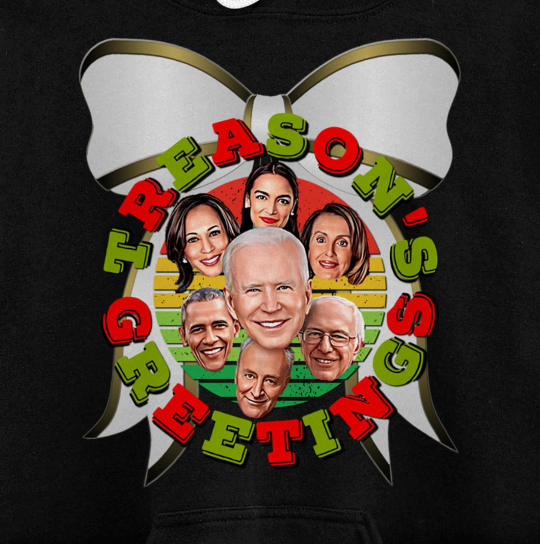 Swamp Xmas Wreath Biden Squad Trump Ugly Christmas Sweater Pullover Hoodie