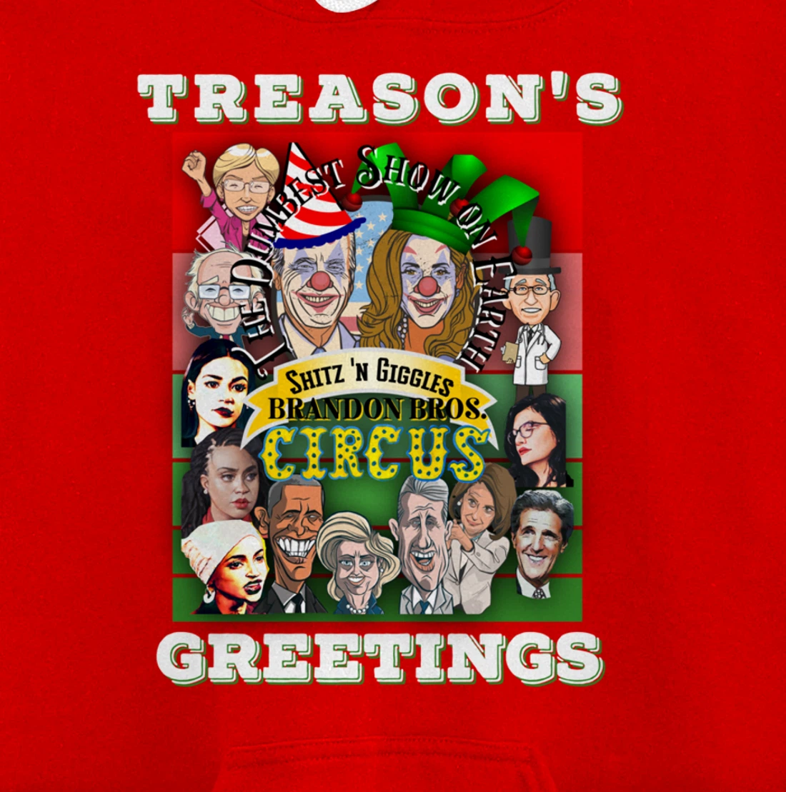 Swamp Xmas Wreath Biden Squad Trump Ugly Christmas Sweater Pullover Hoodie