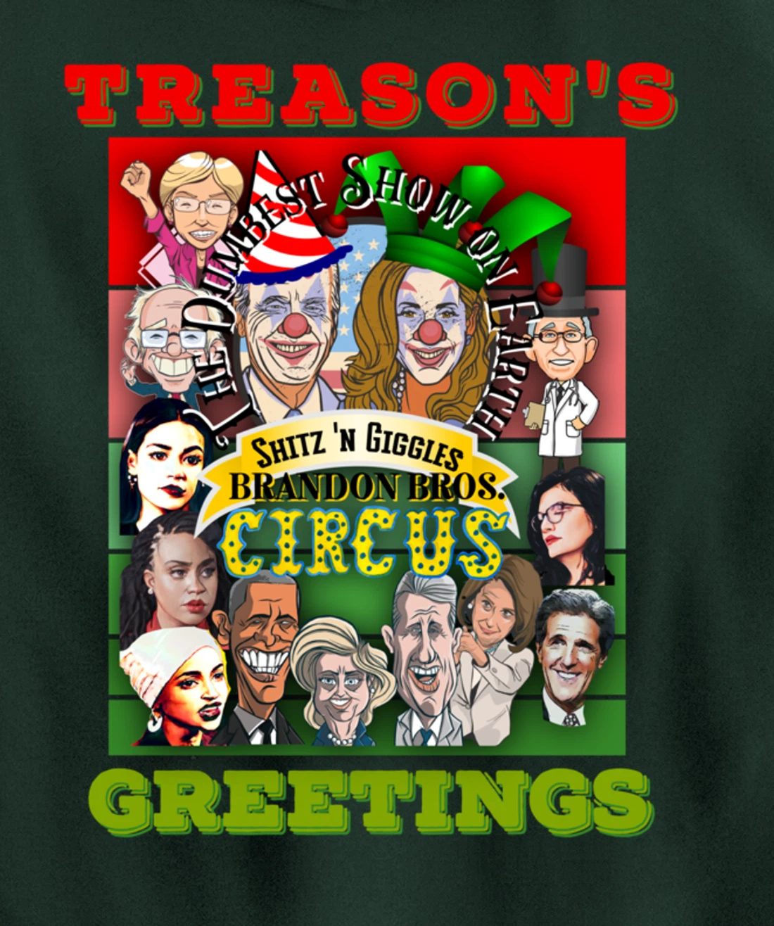 Swamp Xmas Wreath Biden Squad Trump Ugly Christmas Sweater Pullover Hoodie