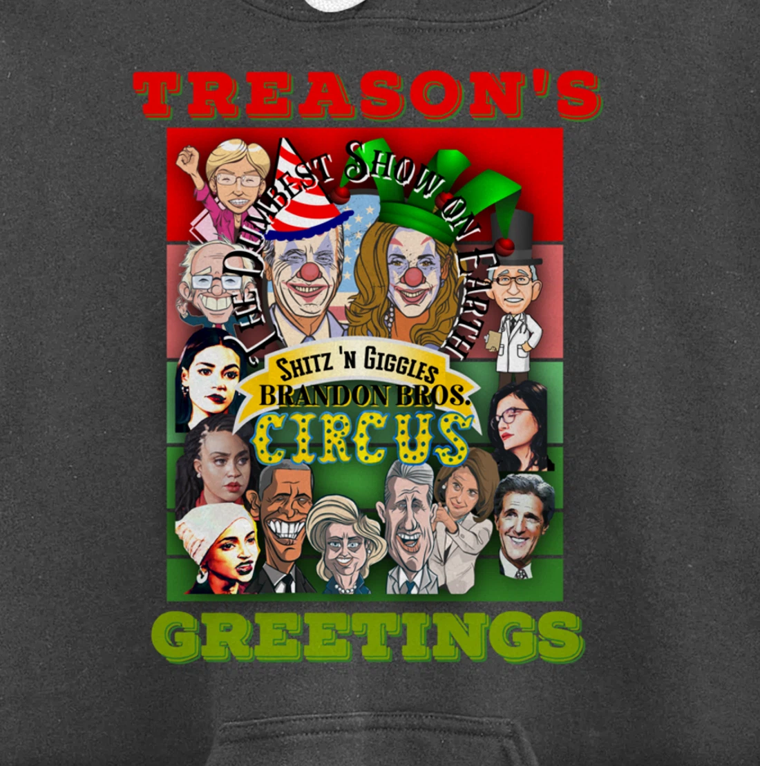 Swamp Xmas Wreath Biden Squad Trump Ugly Christmas Sweater Pullover Hoodie