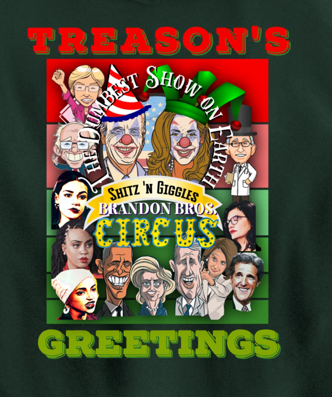 Swamp Xmas Wreath Biden Squad Trump Ugly Christmas Sweater Pullover Hoodie