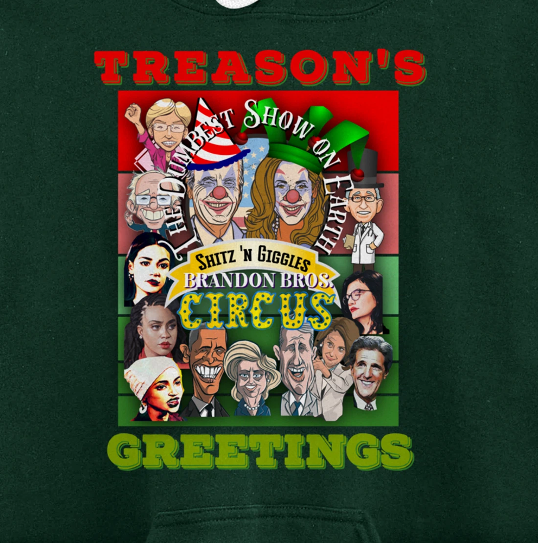 Swamp Xmas Wreath Biden Squad Trump Ugly Christmas Sweater Pullover Hoodie