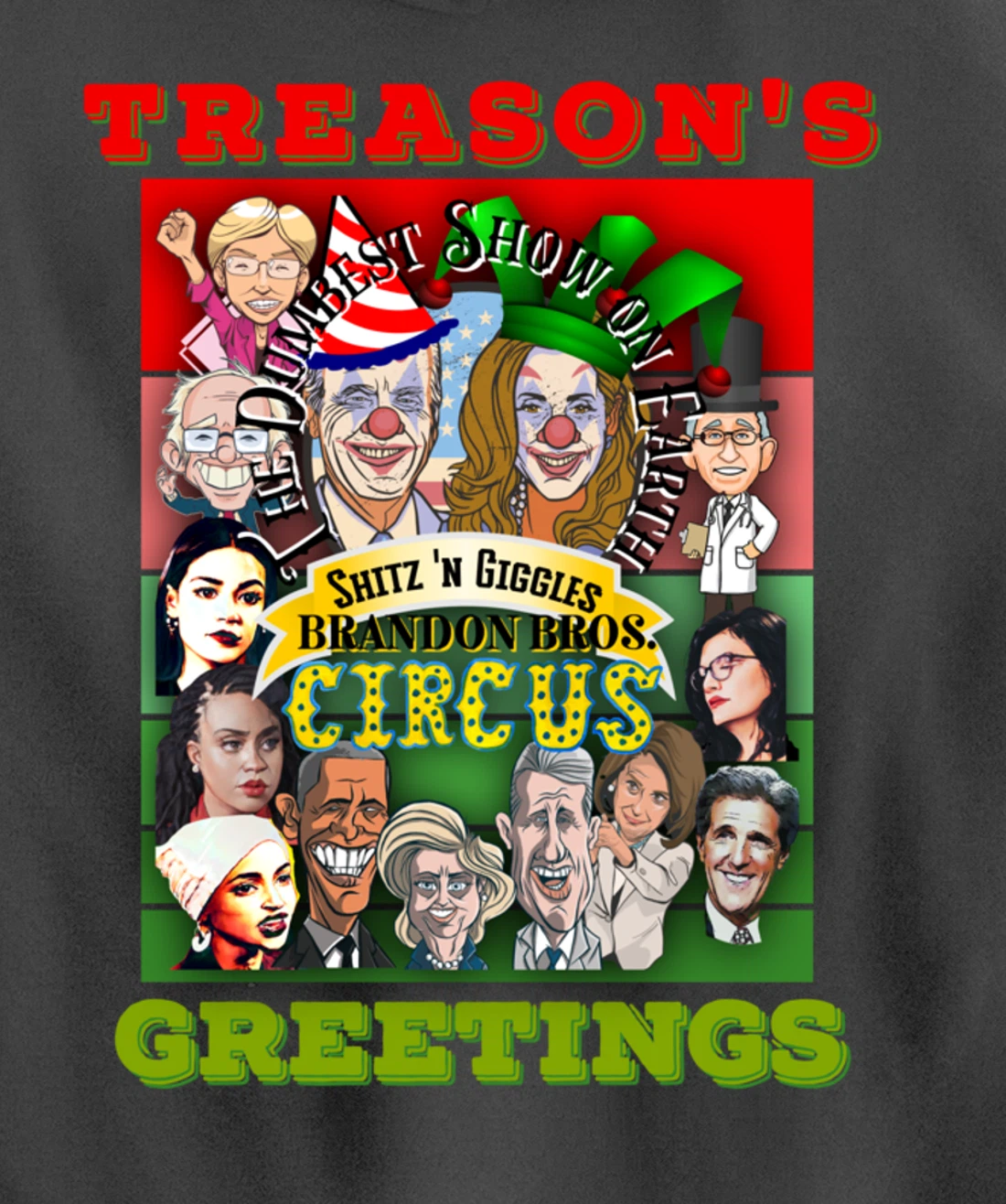 Swamp Xmas Wreath Biden Squad Trump Ugly Christmas Sweater Pullover Hoodie