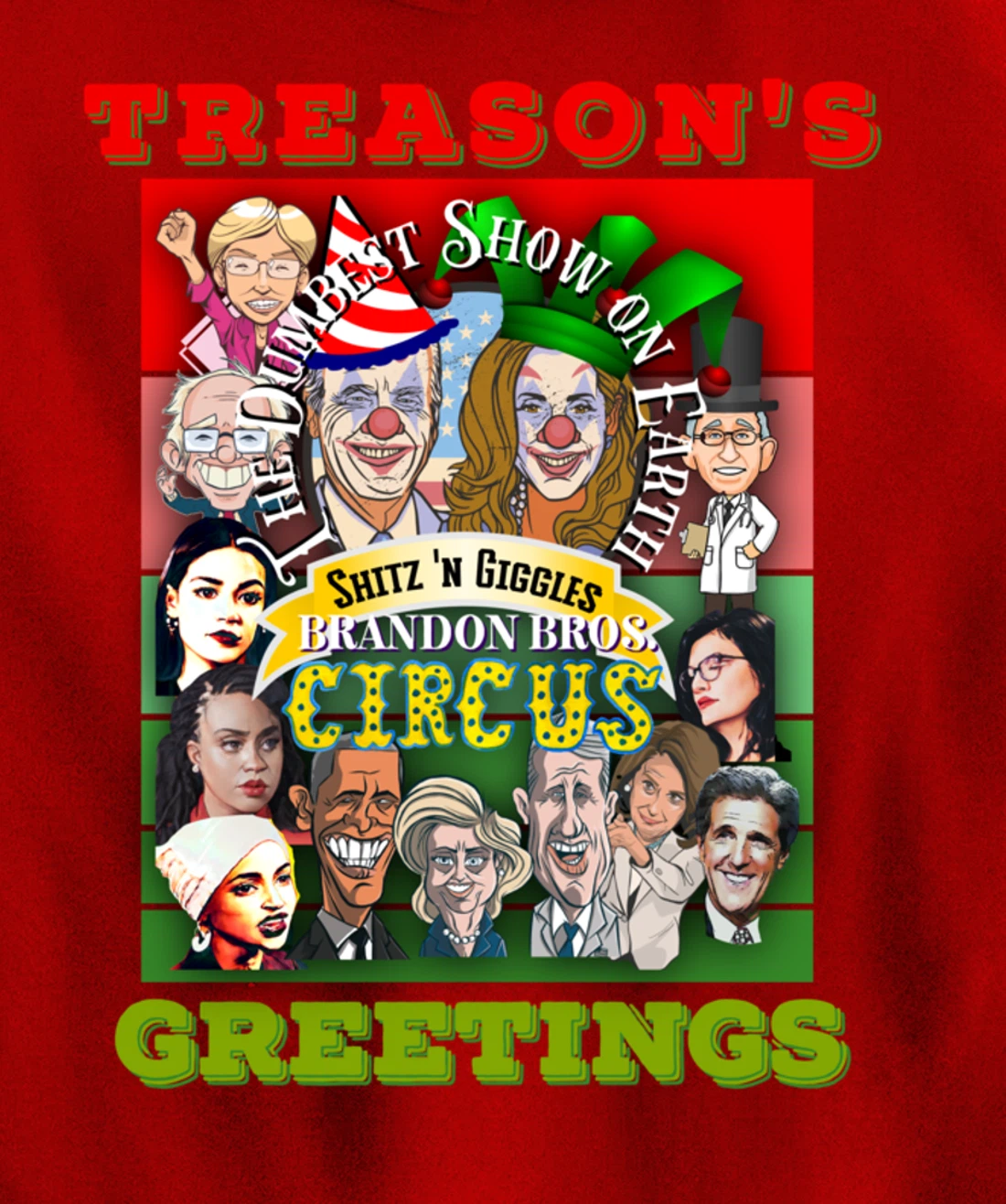 Swamp Xmas Wreath Biden Squad Trump Ugly Christmas Sweater Pullover Hoodie