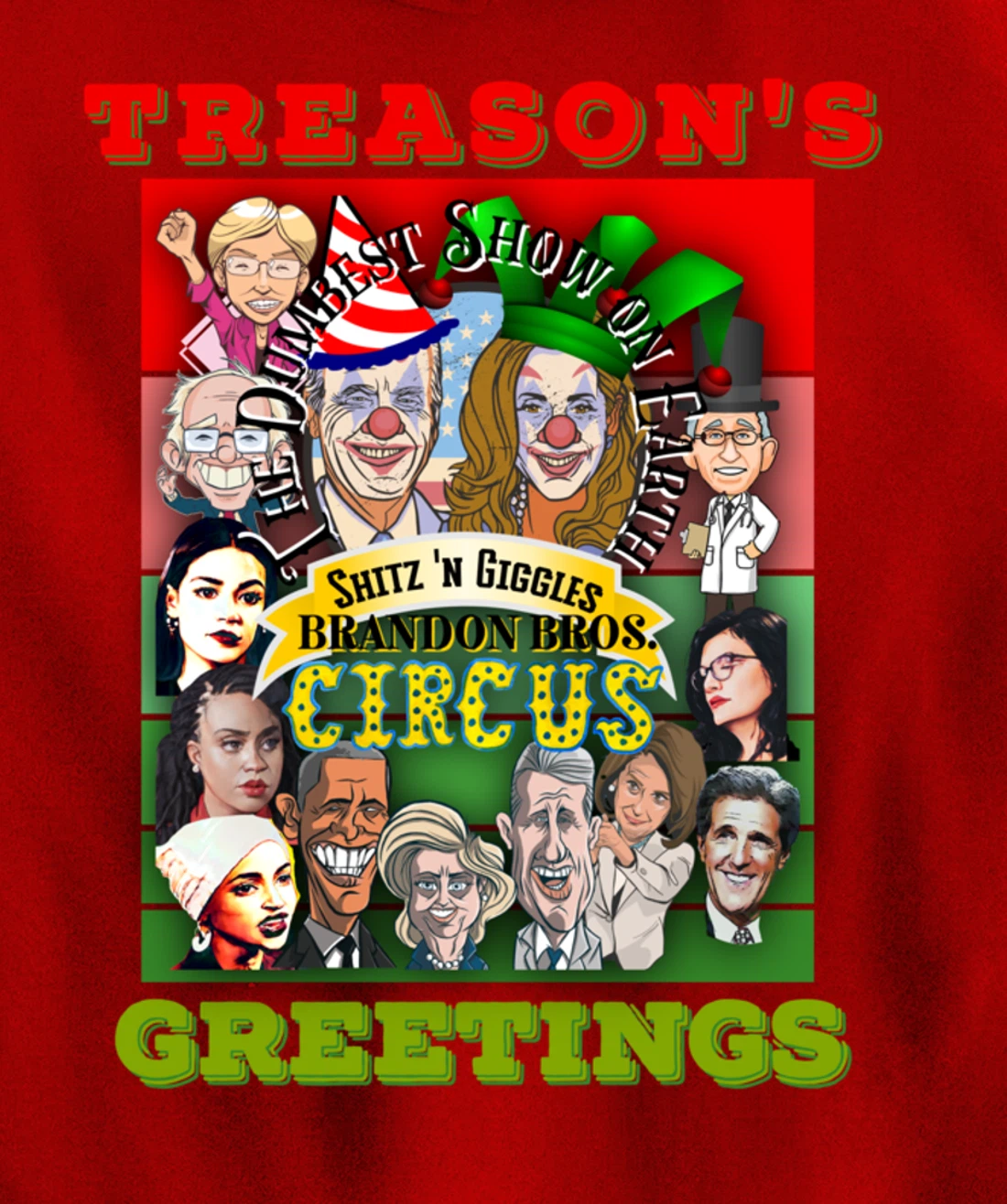 Swamp Xmas Wreath Biden Squad Trump Ugly Christmas Sweater Pullover Hoodie