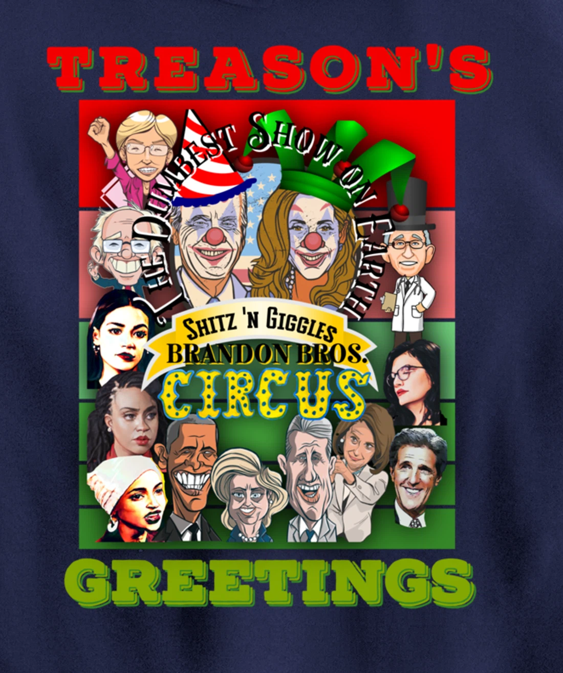 Swamp Xmas Wreath Biden Squad Trump Ugly Christmas Sweater Pullover Hoodie