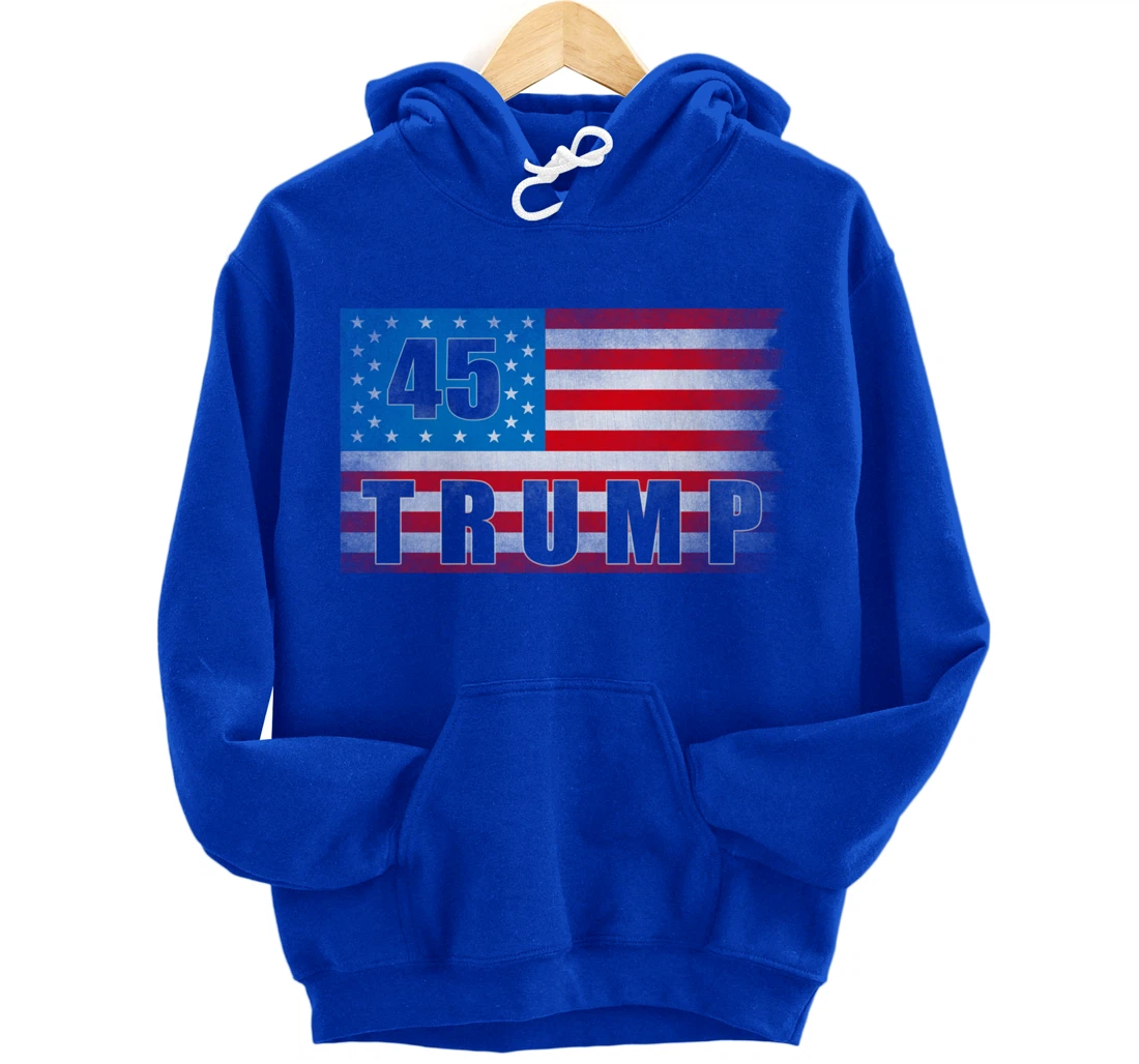 Trump 45 USA American Flag - Trump 45th President Pullover Hoodie