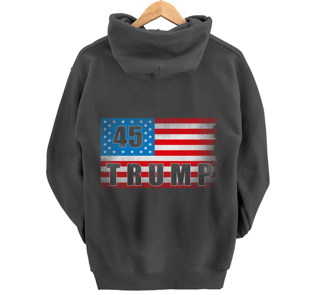 Trump 45 USA American Flag - Trump 45th President Pullover Hoodie