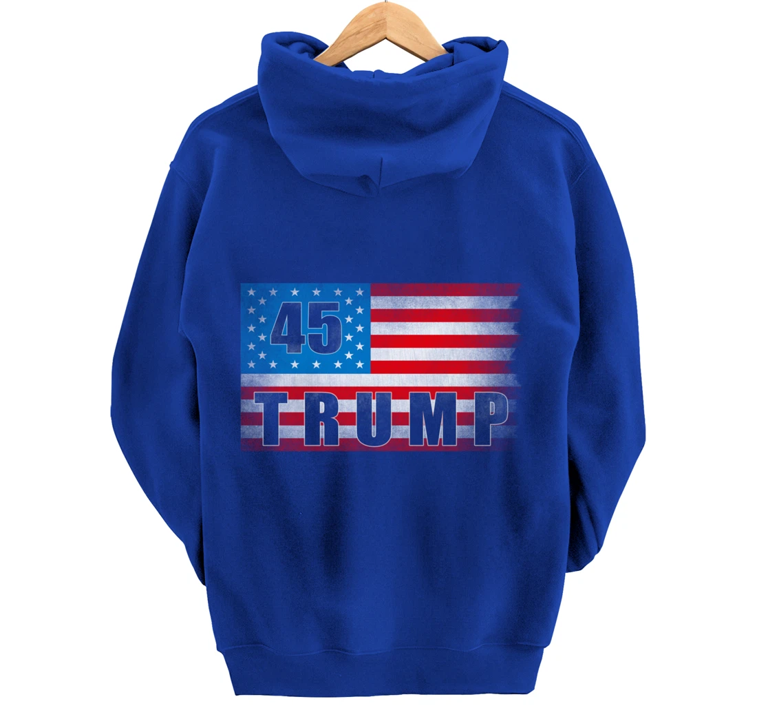 Trump 45 USA American Flag - Trump 45th President Pullover Hoodie
