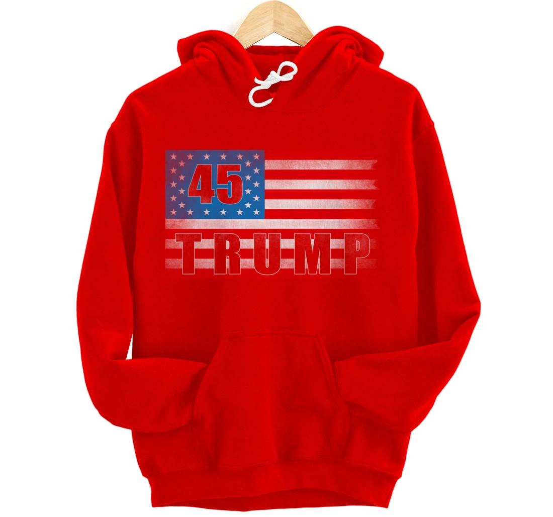 Trump 45 USA American Flag - Trump 45th President Pullover Hoodie