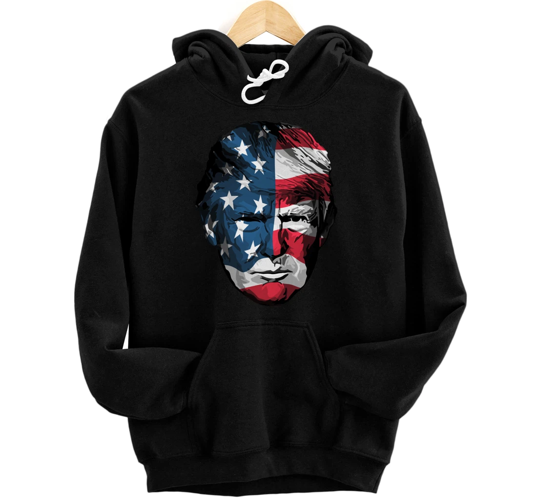 American Patriotic Trump USA Flag Overlay Design Pullover Hoodie