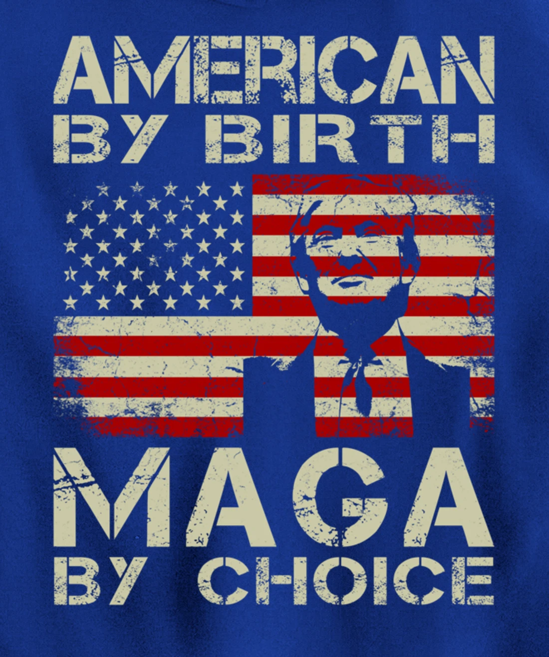 American By Birth MAGA By Choice Pro Trump 2024 US Flag Pullover Hoodie