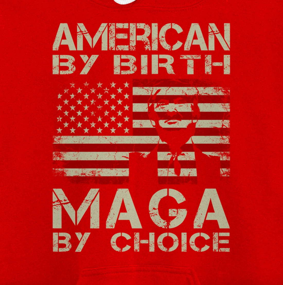 American By Birth MAGA By Choice Pro Trump 2024 US Flag Pullover Hoodie