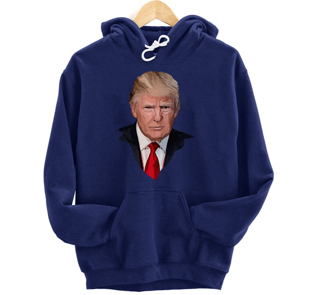 American Patriotic Trump Portrait Illustration Pullover Hoodie