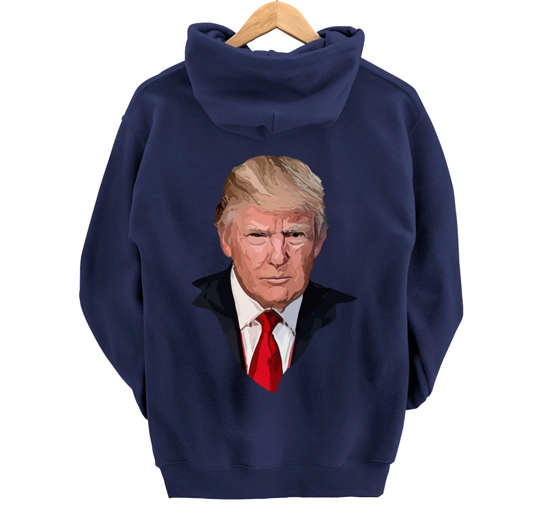 American Patriotic Trump Portrait Illustration Pullover Hoodie