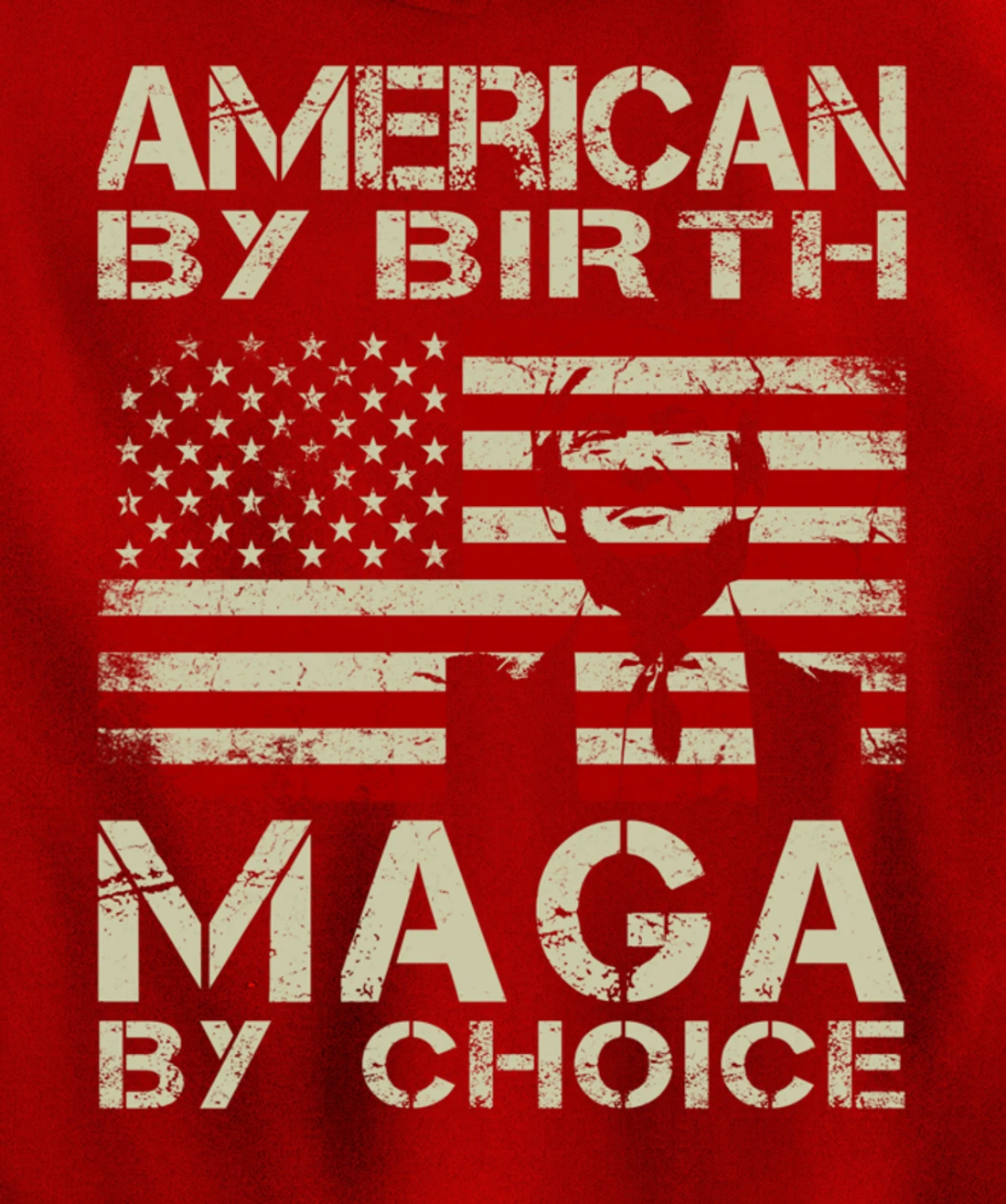 American By Birth MAGA By Choice Pro Trump 2024 US Flag Pullover Hoodie