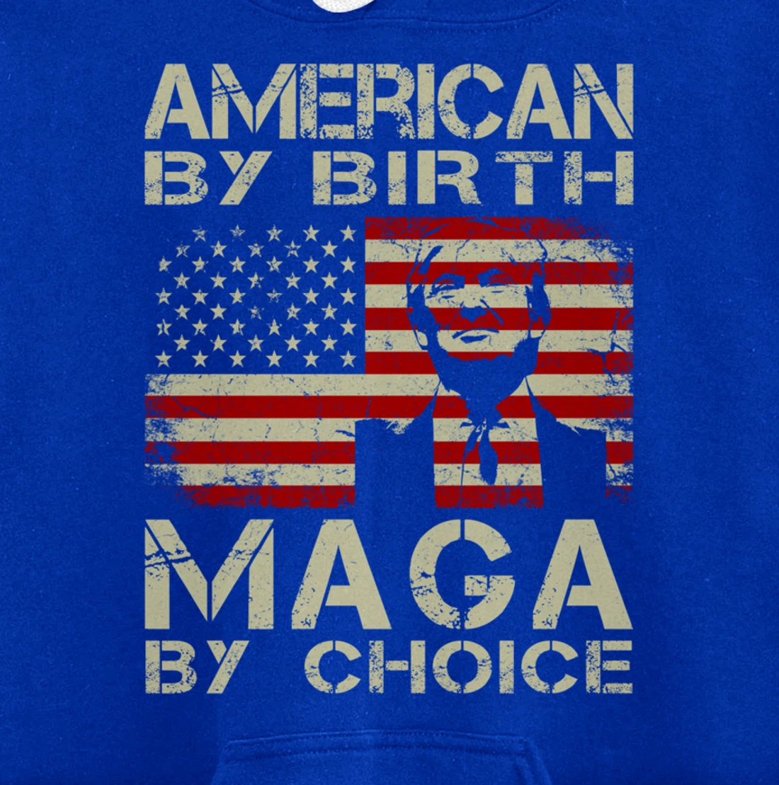 American By Birth MAGA By Choice Pro Trump 2024 US Flag Pullover Hoodie