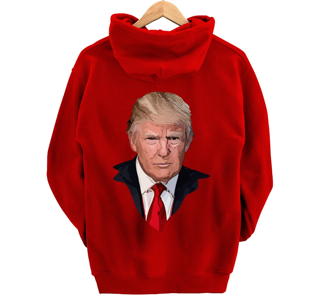 American Patriotic Trump Portrait Illustration Pullover Hoodie