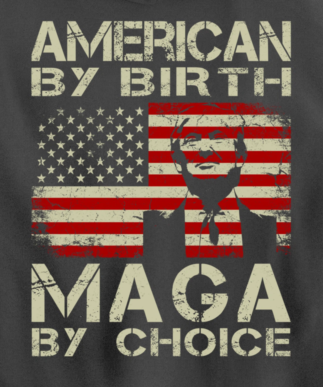 American By Birth MAGA By Choice Pro Trump 2024 US Flag Pullover Hoodie