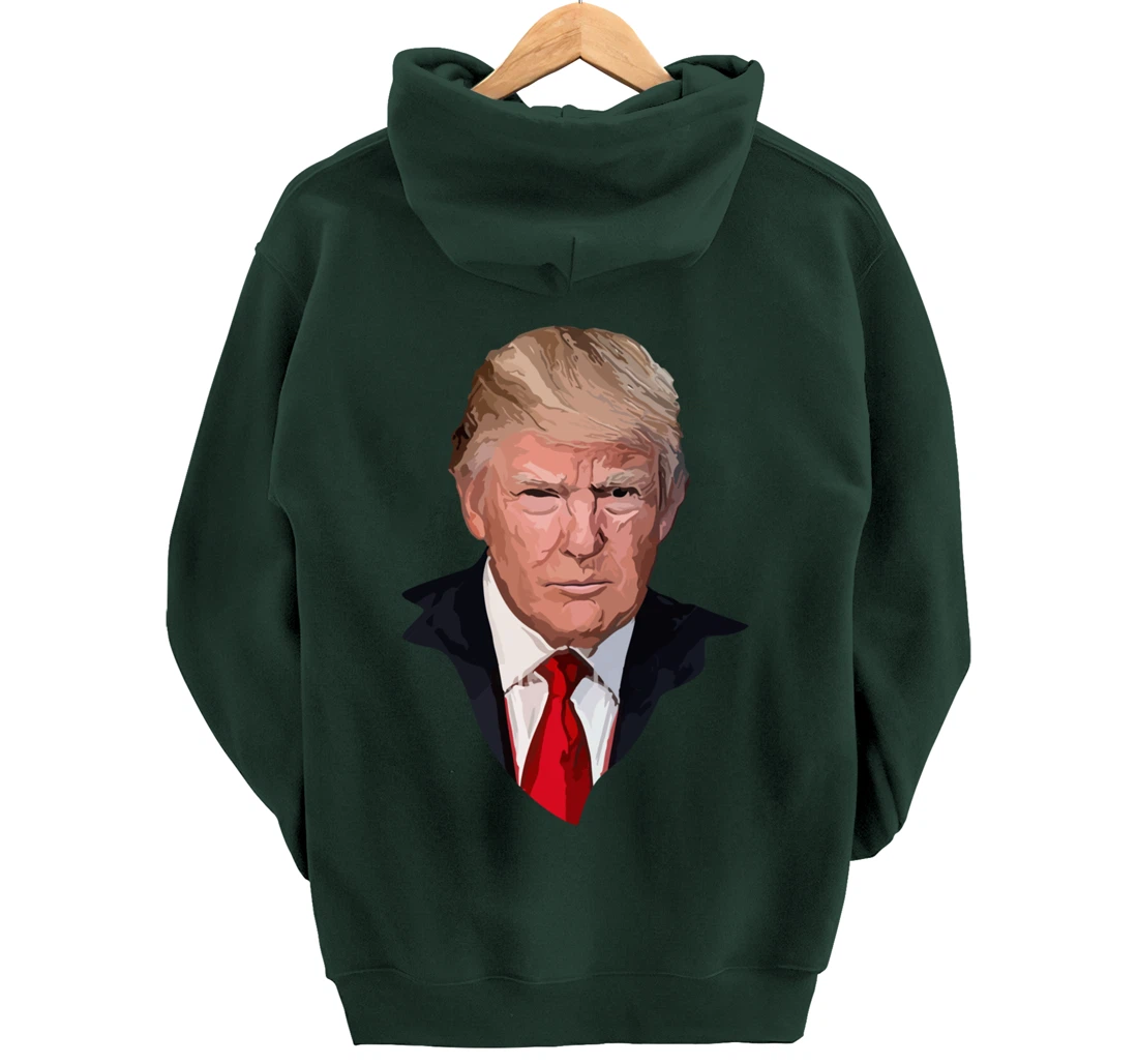 American Patriotic Trump Portrait Illustration Pullover Hoodie