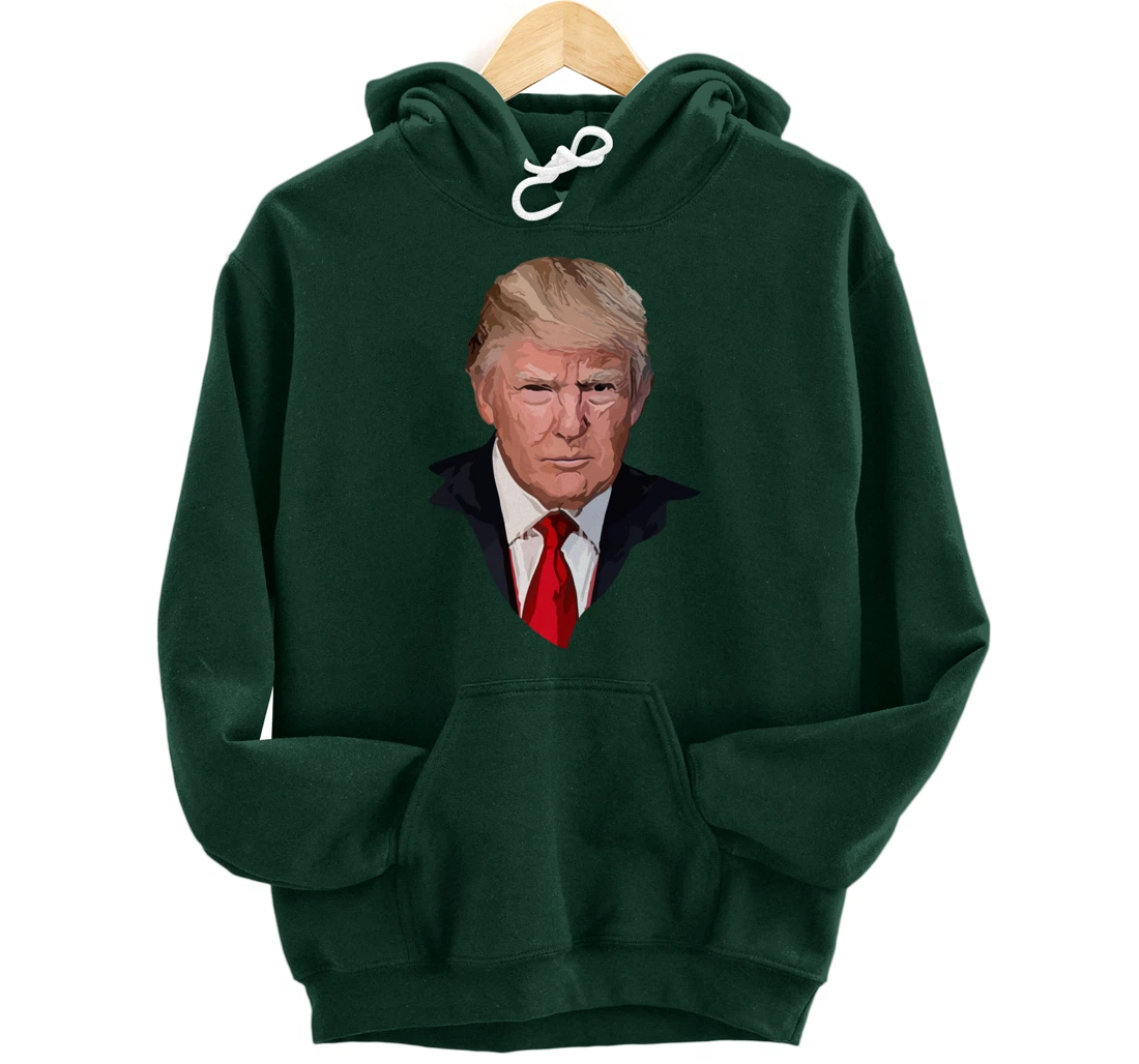 American Patriotic Trump Portrait Illustration Pullover Hoodie