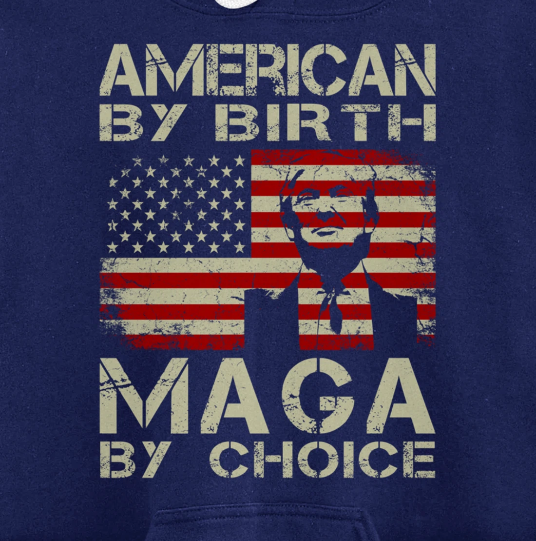 American By Birth MAGA By Choice Pro Trump 2024 US Flag Pullover Hoodie