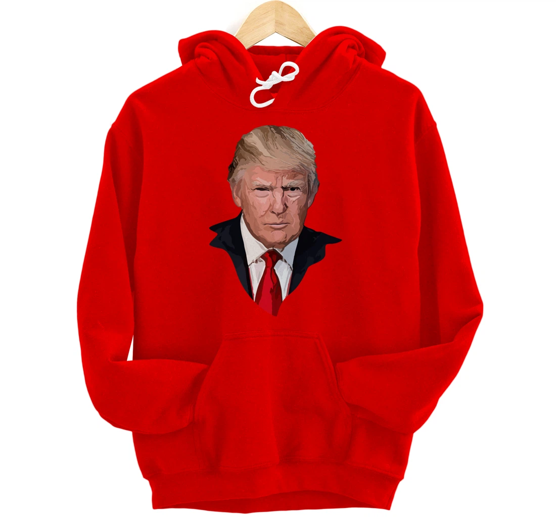 American Patriotic Trump Portrait Illustration Pullover Hoodie