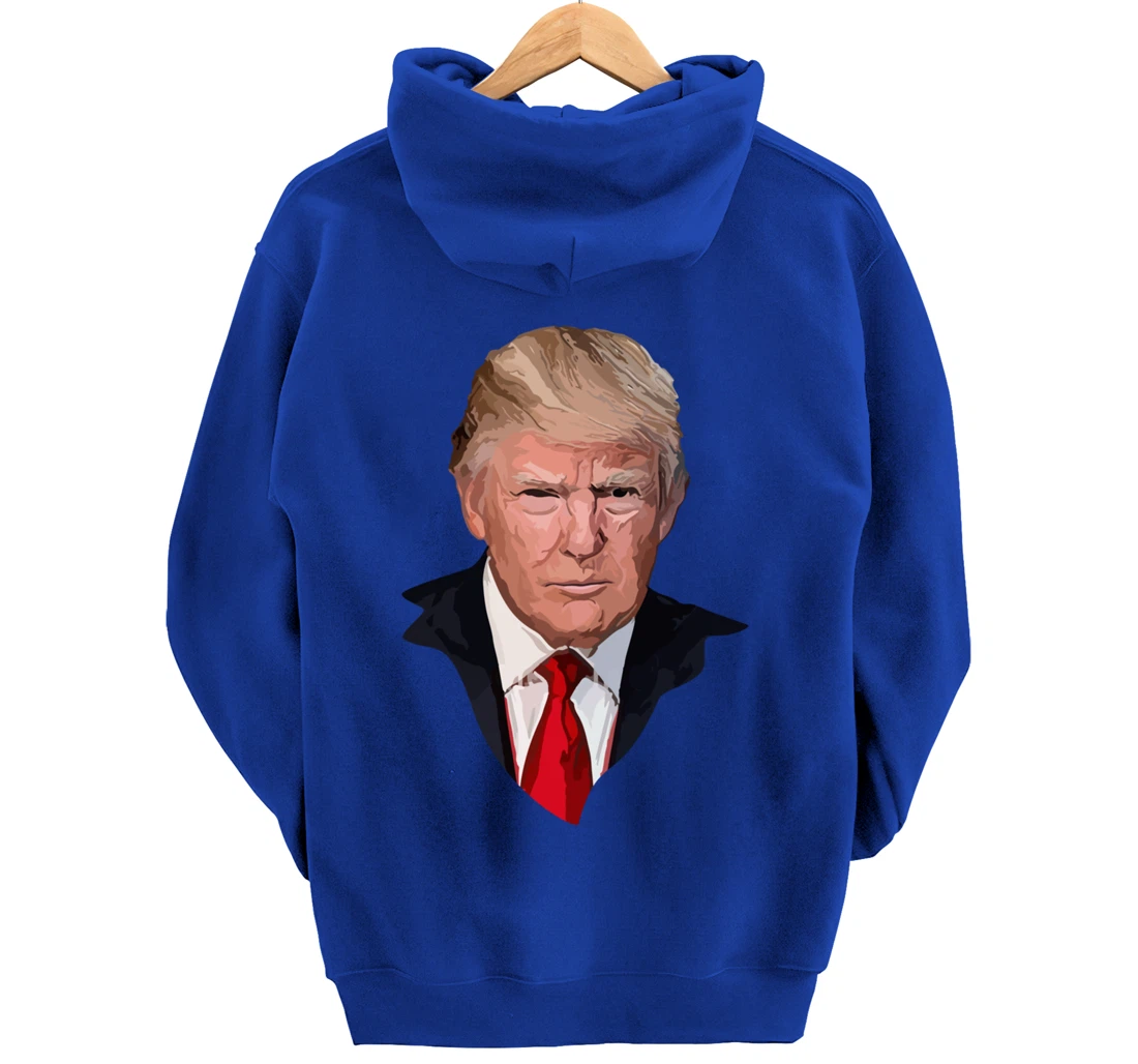 American Patriotic Trump Portrait Illustration Pullover Hoodie