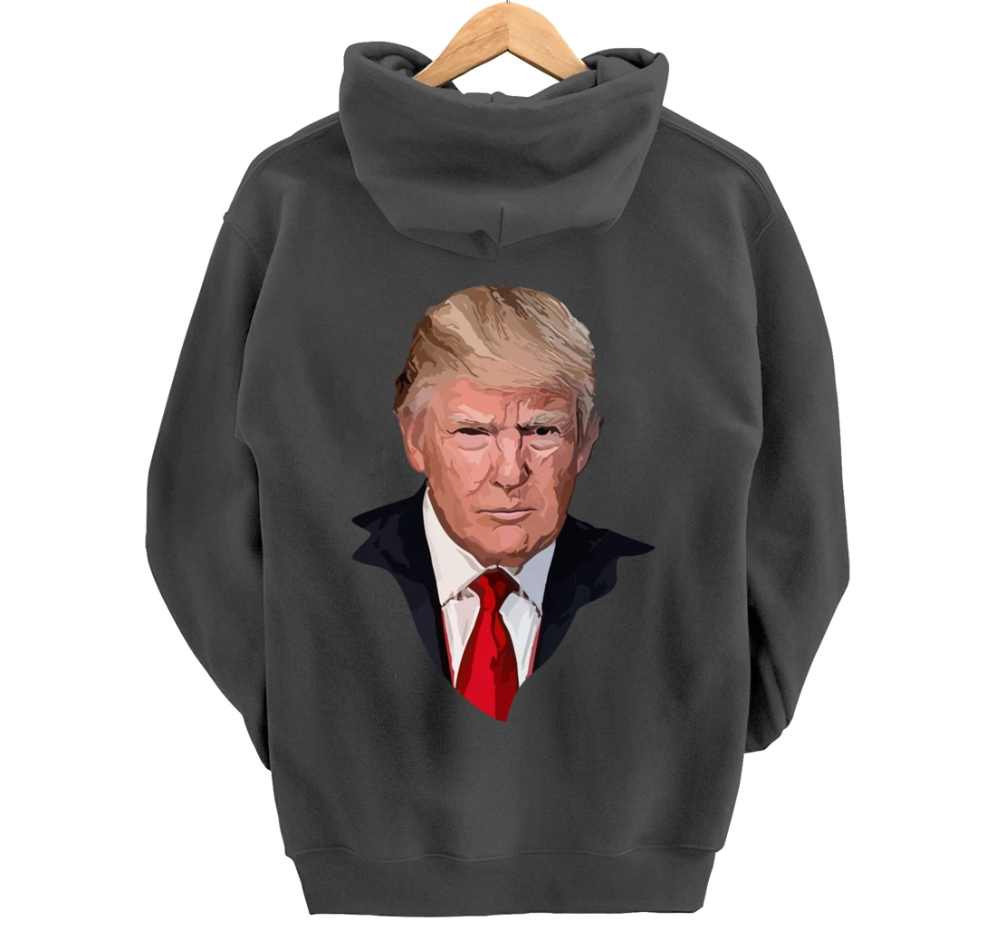 American Patriotic Trump Portrait Illustration Pullover Hoodie