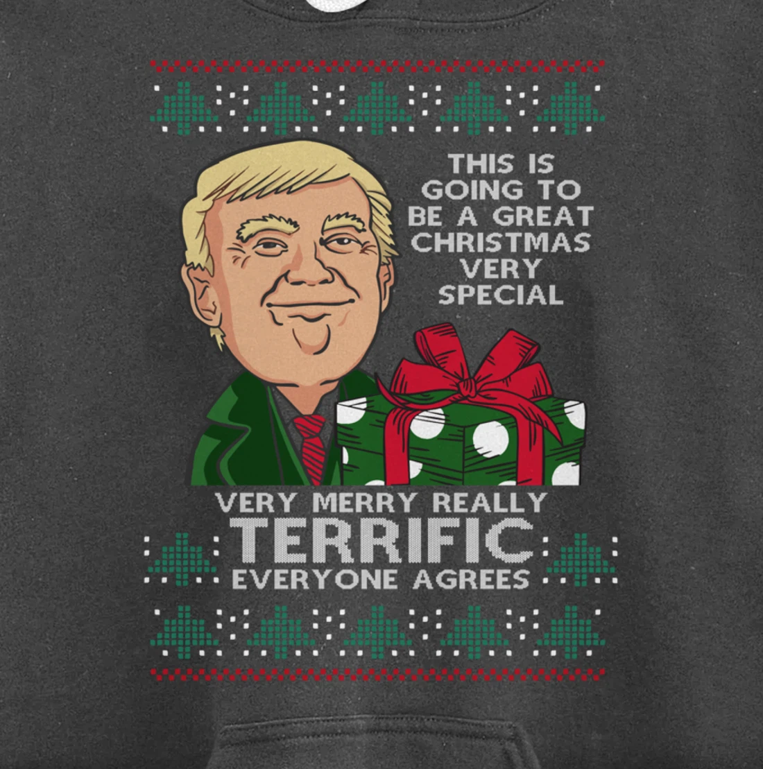 Great Terrific Merry Christmas Funny Donald Trump Xmas Ugly Pullover Hoodie
