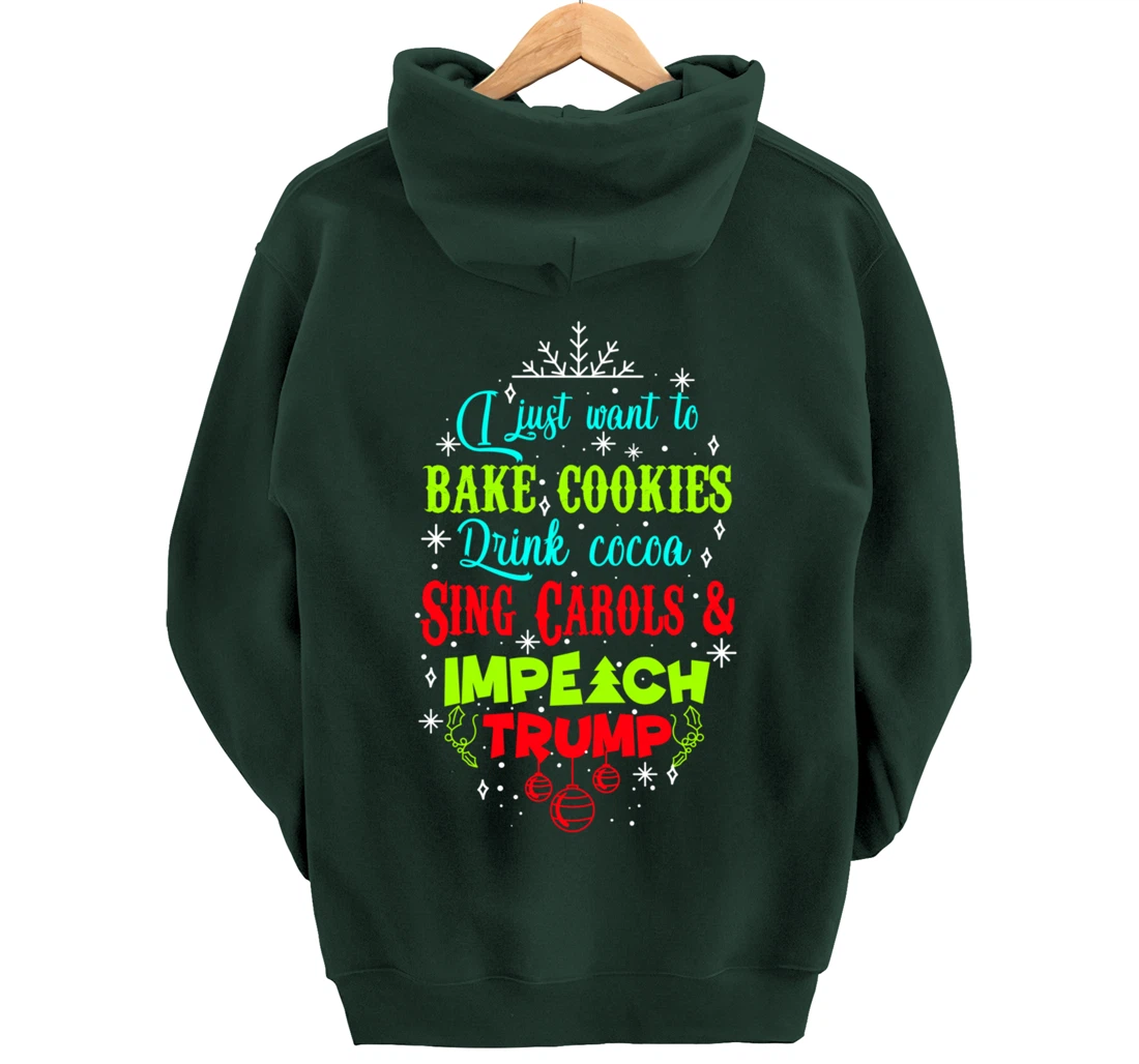 Impeach Trump Christmas Wish Funny Holidays Anti-Trump Pullover Hoodie