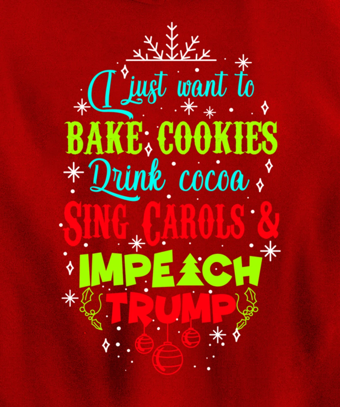 Impeach Trump Christmas Wish Funny Holidays Anti-Trump Pullover Hoodie