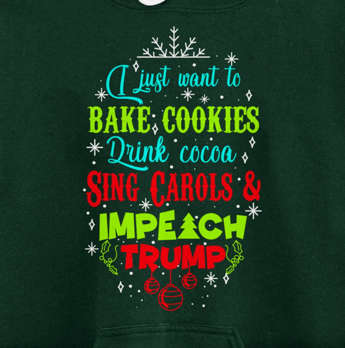 Impeach Trump Christmas Wish Funny Holidays Anti-Trump Pullover Hoodie