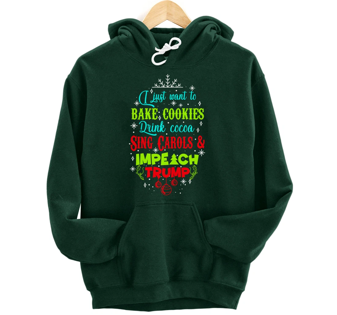 Impeach Trump Christmas Wish Funny Holidays Anti-Trump Pullover Hoodie
