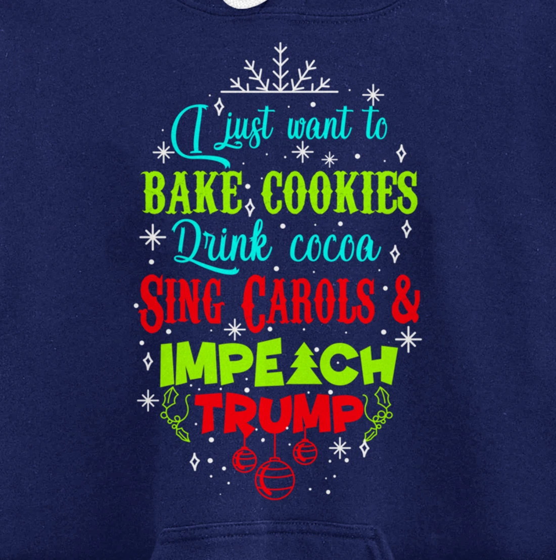 Impeach Trump Christmas Wish Funny Holidays Anti-Trump Pullover Hoodie