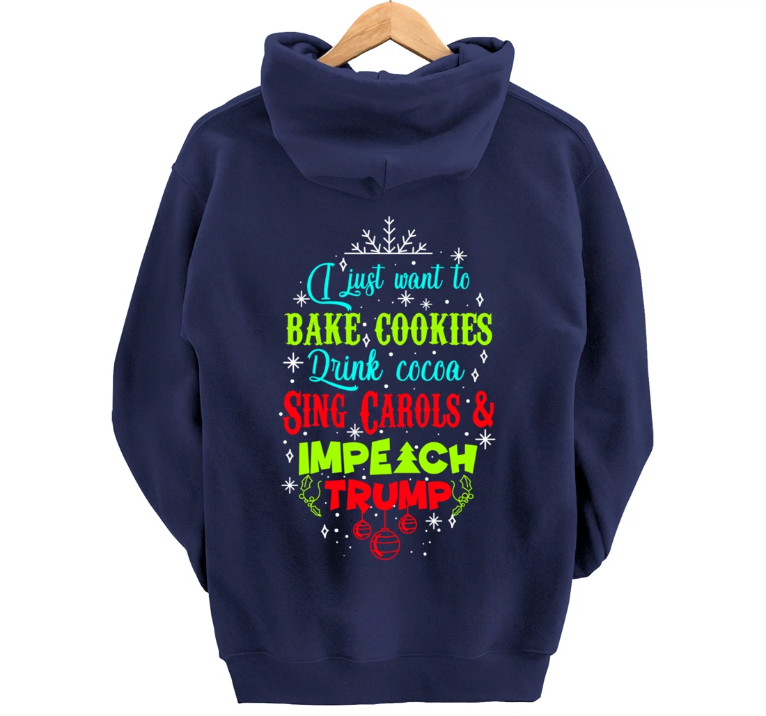 Impeach Trump Christmas Wish Funny Holidays Anti-Trump Pullover Hoodie