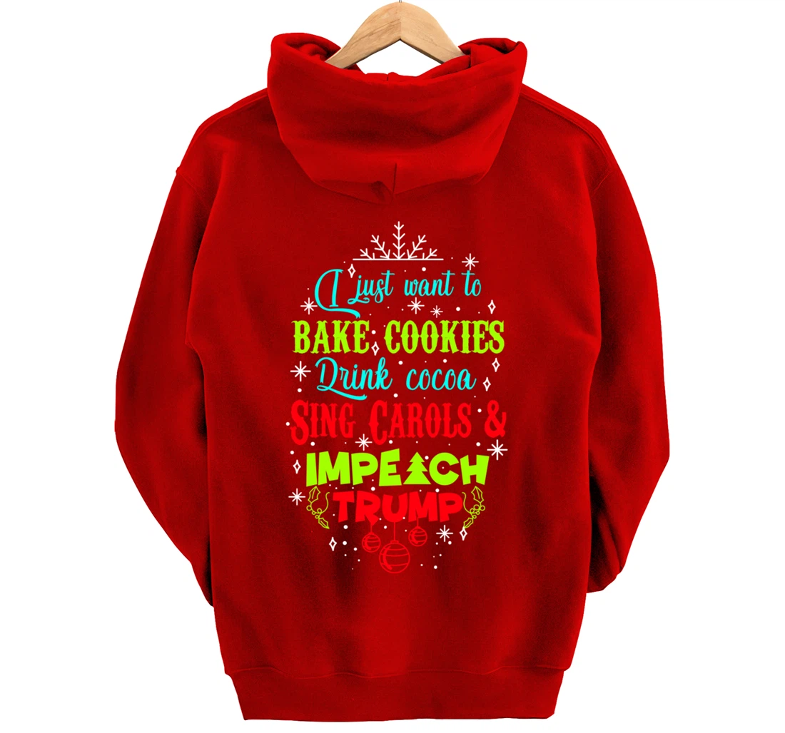 Impeach Trump Christmas Wish Funny Holidays Anti-Trump Pullover Hoodie