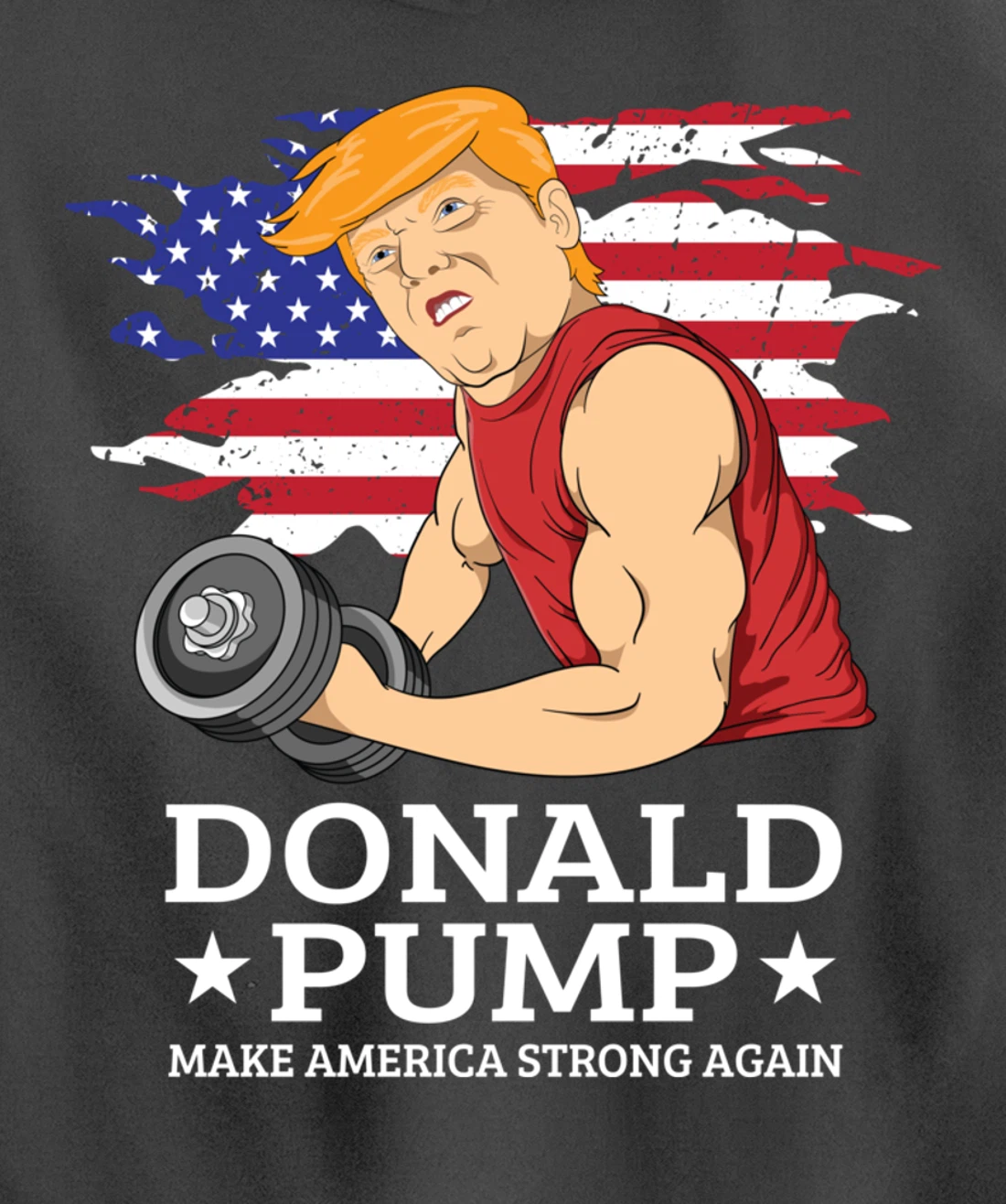 Donald Pump USA Flag Make America Strong Again Reelect Trump Pullover Hoodie